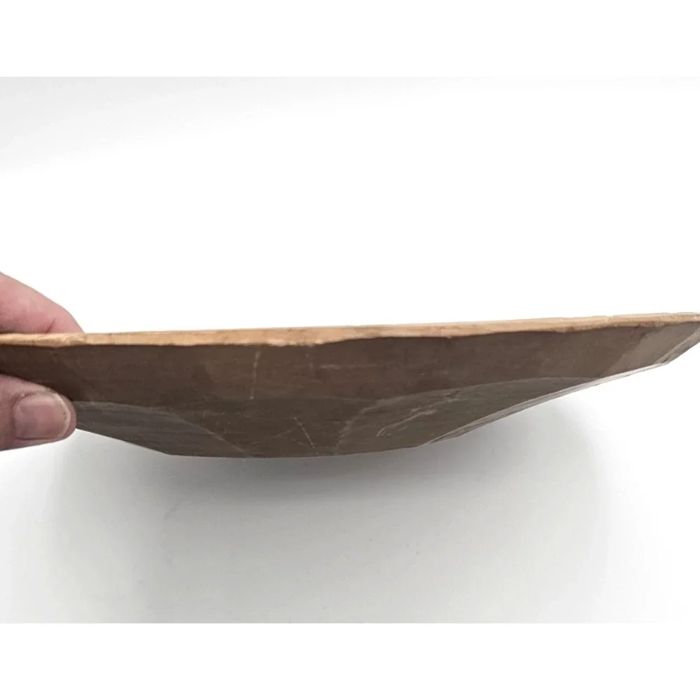 Vintage Chinese Carved Wood Dish 福寿 Fu Shou Longevity Lotus 12